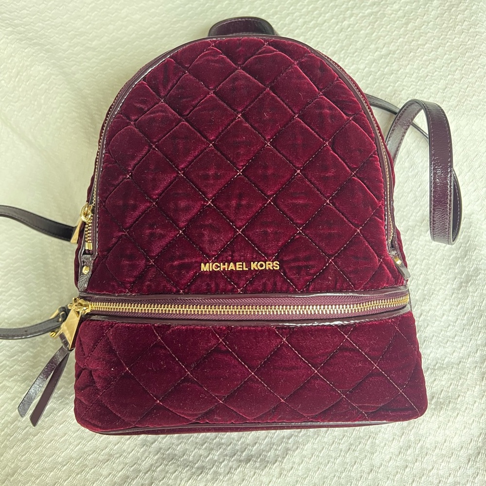 Michael Kors Rhea Velvet backpack burgundy